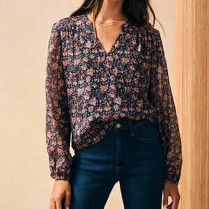 Faherty Silk Cotton "Sage Wood" Blouse